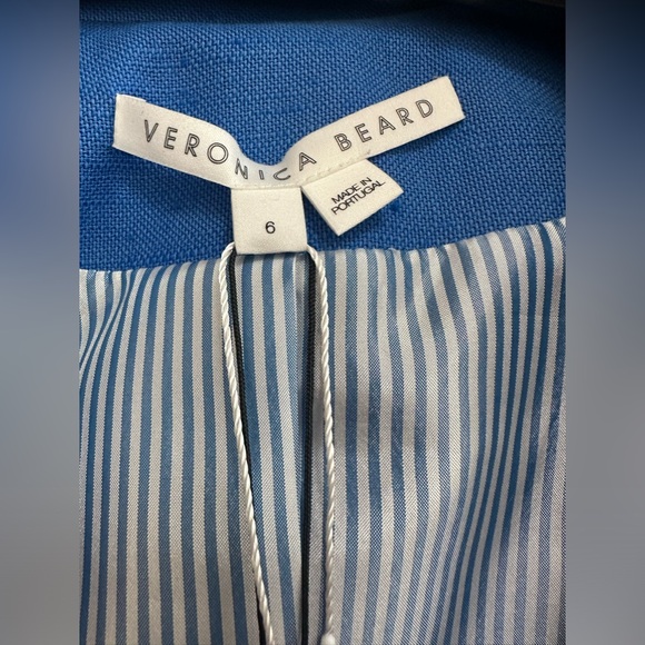 Veronica Beard Behren Notch Lapel Crop Blazer in Azure Blue - Picture 6 of 8